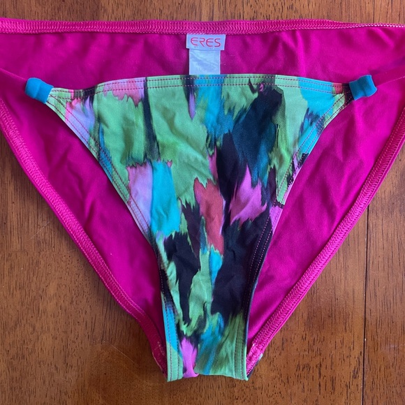 ERES Pink Blue Green Design Bikini Set Size 8 Top with Size 10 Bottom - Picture 5 of 8